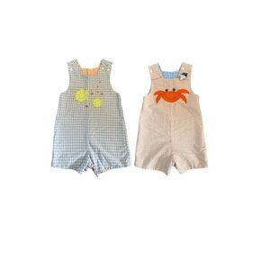 Bailey Boys Jon Jon Adorable Baby Rompers with Crab and Turtle Designs